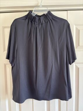 COS High Neck Smock Satin Top Black Size Eur 44